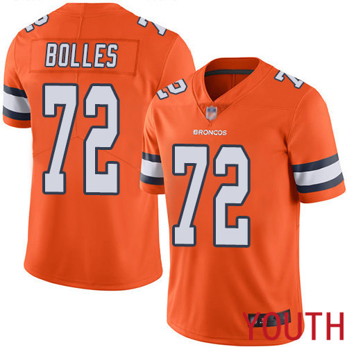 Youth Denver Broncos #72 Garett Bolles Limited Orange Rush Vapor Untouchable Football NFL Jersey->youth nfl jersey->Youth Jersey